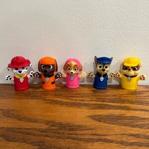Paw Patrol Rubber Finger Puppets 5 pc Kids Bath Toys Cake Toppers Rocky Skye